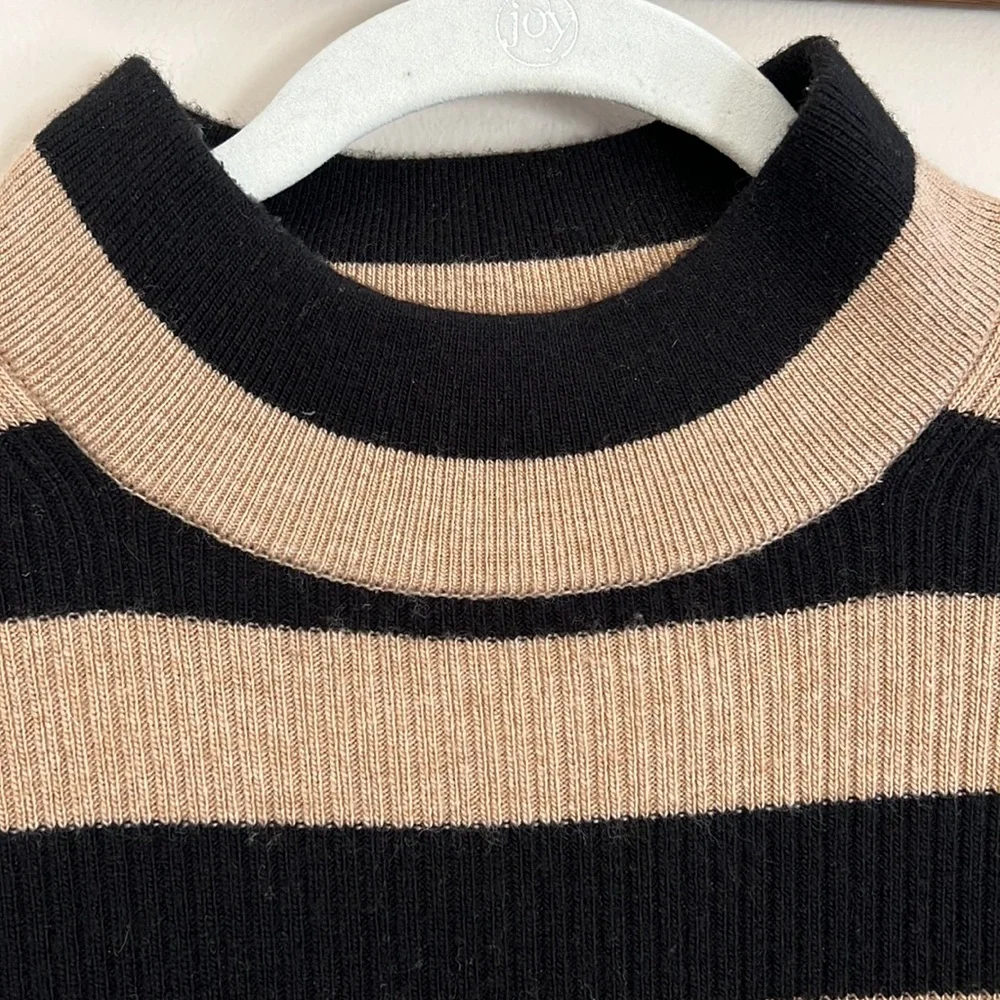 J Crew Stripe Turtleneck Mini Wool Knit Sweater dress size large